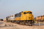 AWRR's 301 job departs Sudduth quarry, with the pair of plant switchers visible in the background